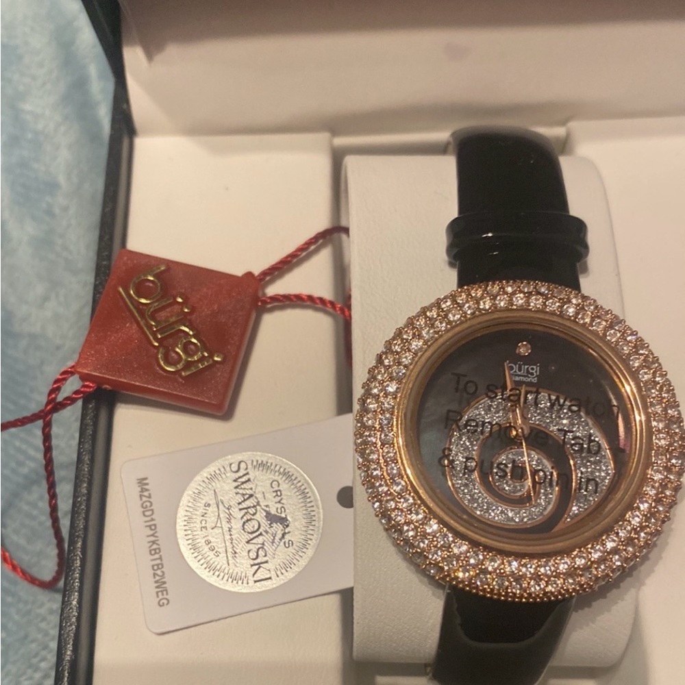 NWT Ladies luxury embedded Swarovski Krystals croc leather straps - Picture 4 of 12